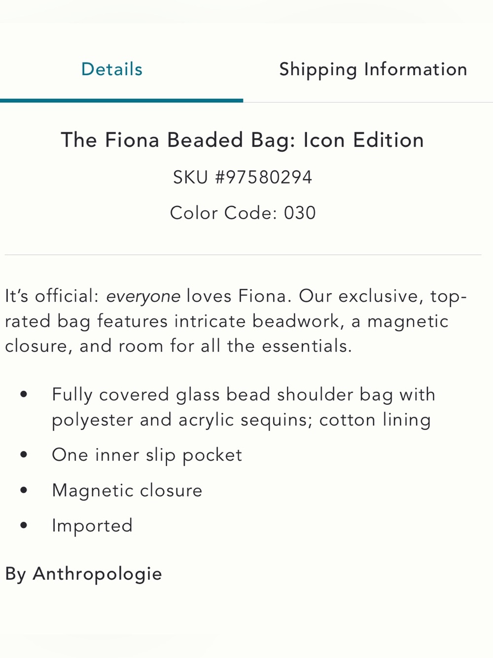NWT Anthropologie The Fiona Beaded Bag Icon Edition Tennis - Picture 14 of 14